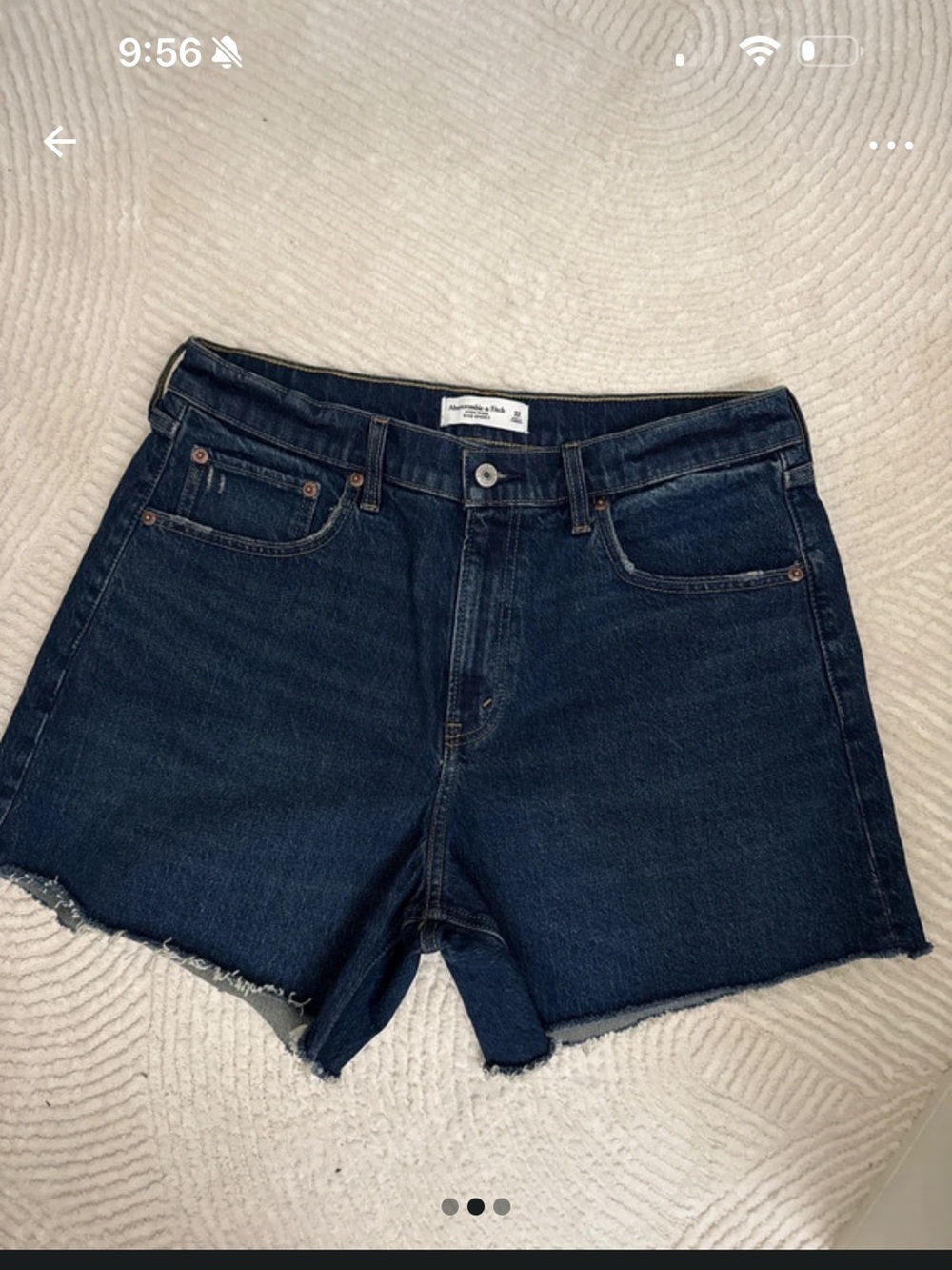 Abercrombie & Fitch Dark Indigo High-Rise Dad Jean Shorts